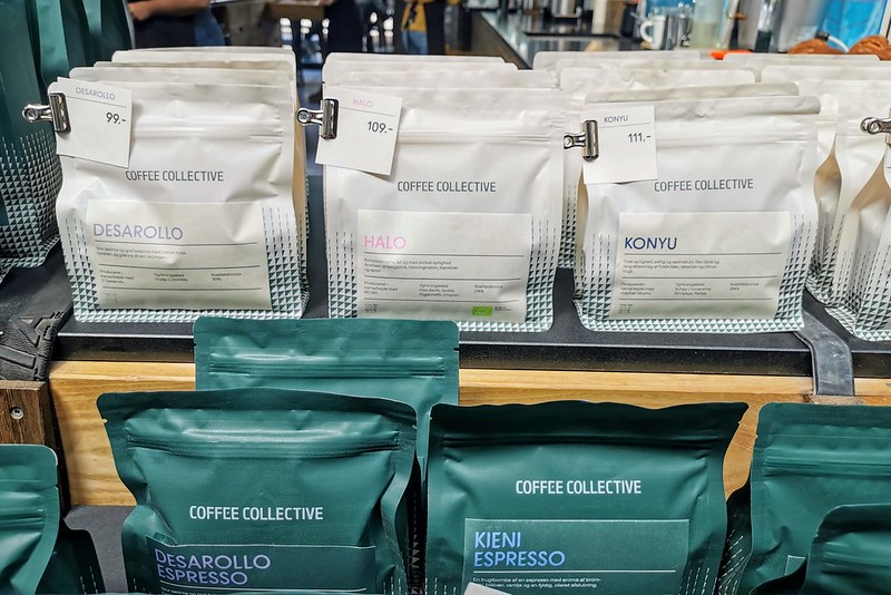Bags of speciality coffee beans.