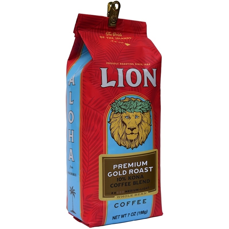 Hawaii Coffee Co | LION PREMIUM GOLD | 10% KONA BLEND COFFEE | 7 oz