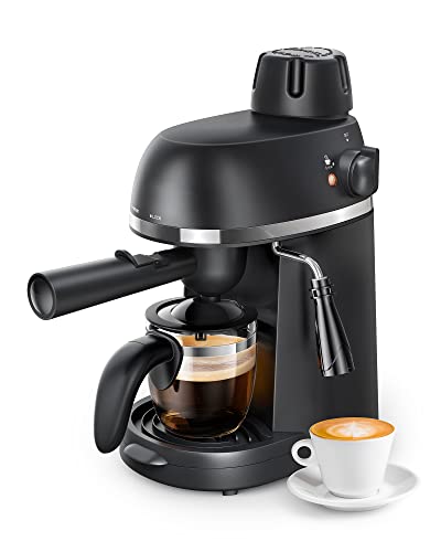 Single Serve Coffee Maker with Milk Frother, for Strong Bold Coffee, Latte and Cappuccino Maker, Single Cup Coffee Maker One Cup, No Apply to Use to Espresso and Fine Ground Coffee