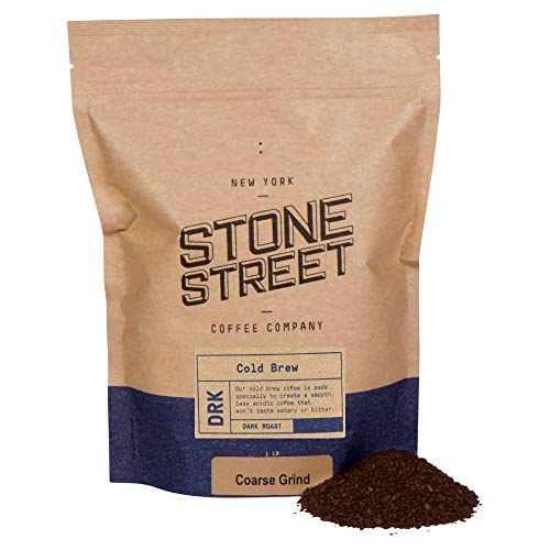 Stone Street Cold Brew Coffee, Strong & Smooth Blend, Coarse Ground Coffee, Dark Roast, Colombian Single Origin, 1 LB