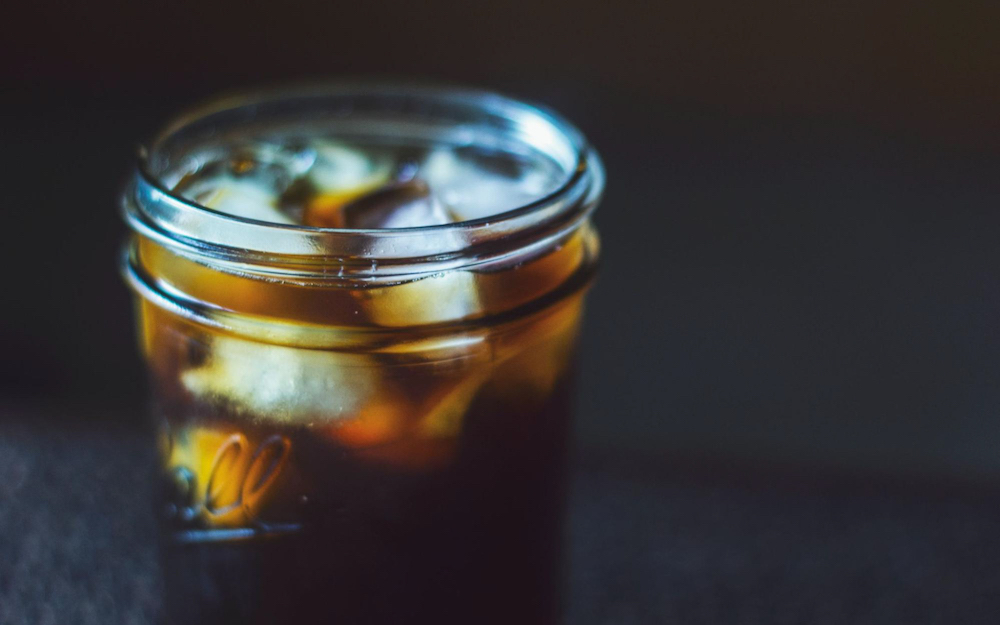 A glass of cold brew with ice.