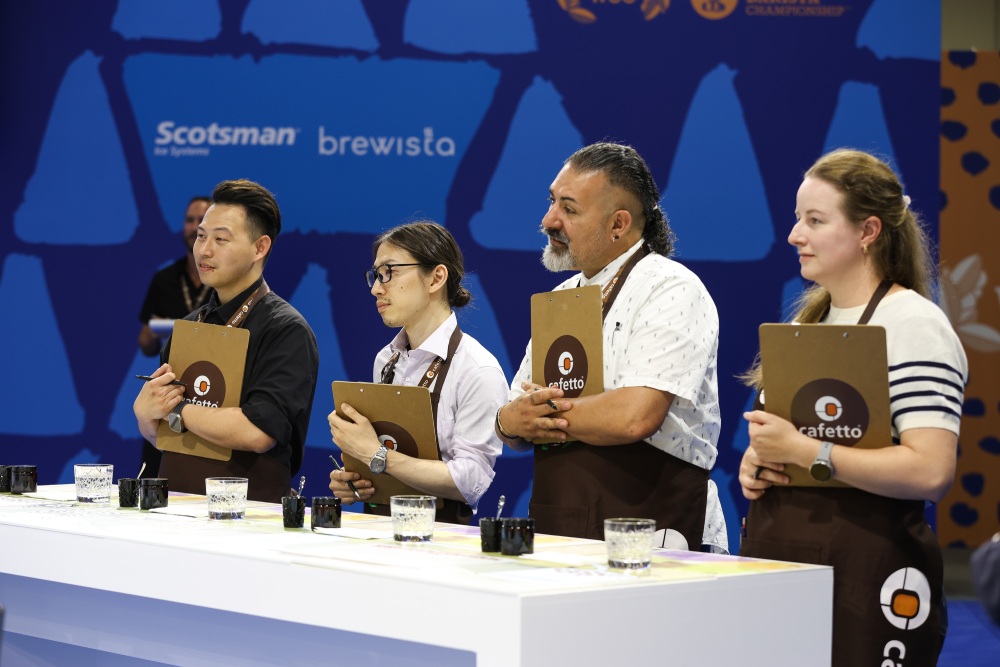Judges at the 2023 World Barista Championship watch performers.