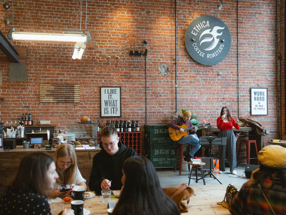 Customers at Ethica Coffee Roasters in Toronto, Canada.