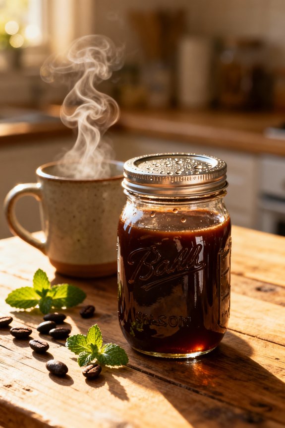 Homemade Peppermint Mocha Syrup Recipe to Gift in Jars